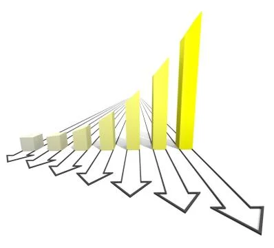 Arrowed business chart yellow Stock Illustration