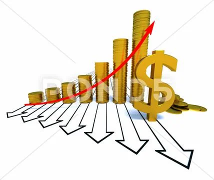 Arrowed chart and dollar Stock Illustration