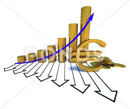 Arrowed chart and euro Stock Illustration