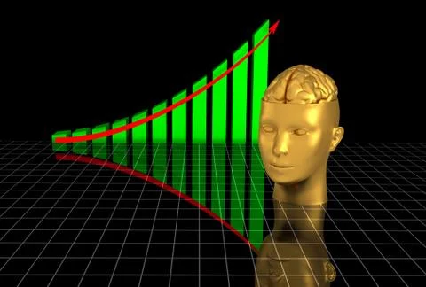 Arrowed chart brain Stock Illustration
