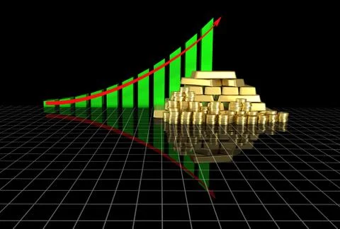 Arrowed chart Stock Illustration