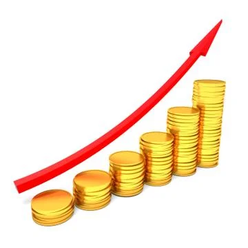 Arrowed coins chart Stock Illustration