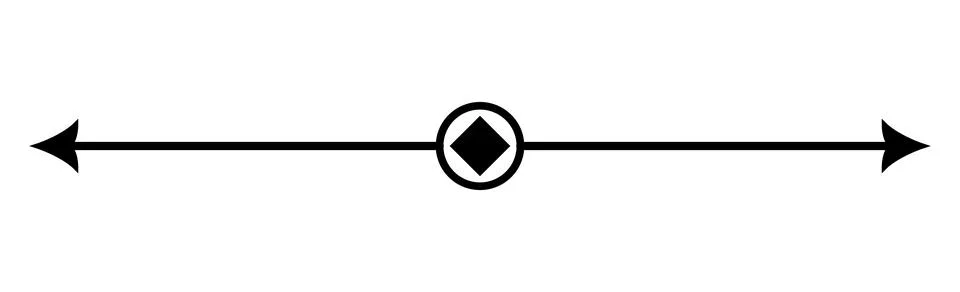 Arrowhead black line divider with circle and diamond, Symmetric page separato Stock Illustration