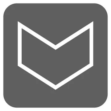 Arrowhead Down Flat Squared Vector Icon Stock Illustration