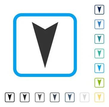 Arrowhead Down Framed Vector Icon Stock Illustration