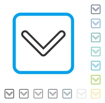 Arrowhead Down Framed Vector Icon Stock Illustration