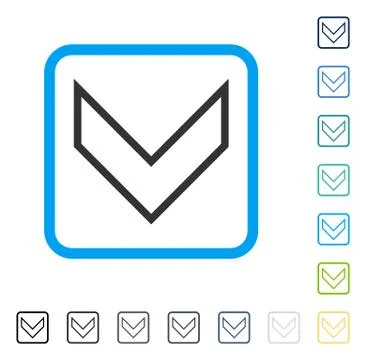 Arrowhead Down Framed Vector Icon Stock Illustration