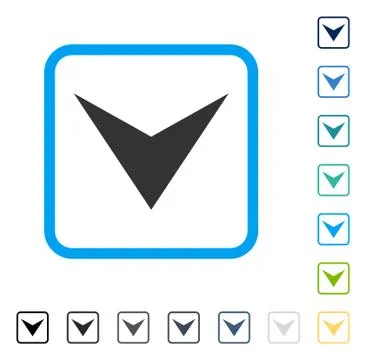 Arrowhead Down Framed Vector Icon Stock Illustration