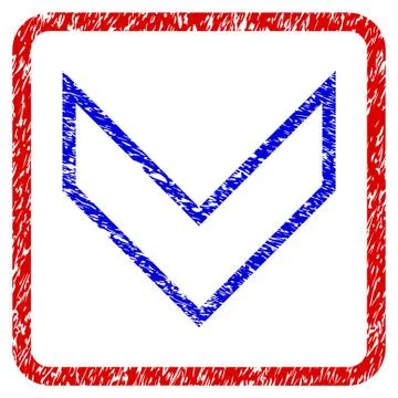 Arrowhead Down Grunge Framed Icon Stock Illustration