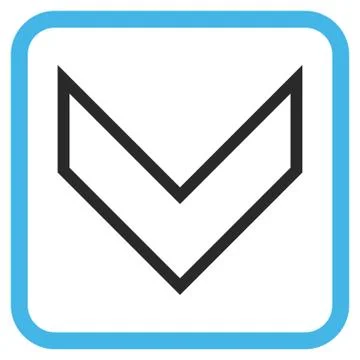 Arrowhead Down Vector Icon In a Frame Stock Illustration