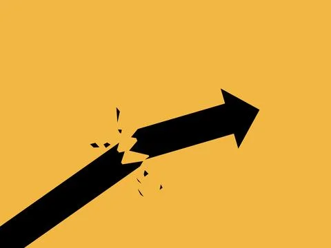 Arrowhead of the growth path is broken by a crisis Stock Illustration