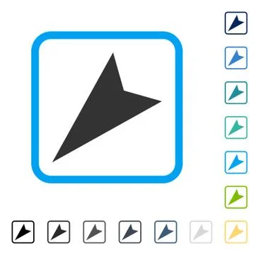 Arrowhead Left-Down Framed Vector Icon Stock Illustration