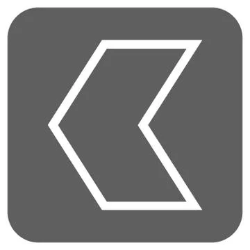 Arrowhead Left Flat Squared Vector Icon Stock Illustration