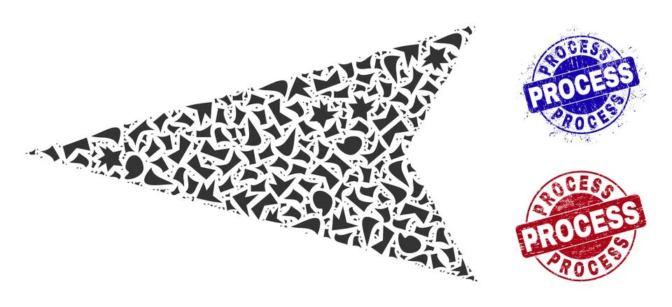 Arrowhead Left Mosaic of Debris with Process Grunge Stamps Stock Illustration