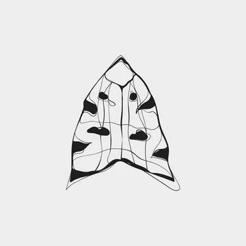 Arrowhead Moth Closed Wings Line Art Illustrazione stock