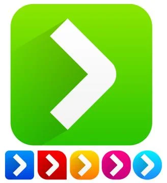 Arrowhead symbol with shadow. 6 different bright backgrounds. Stock Illustration