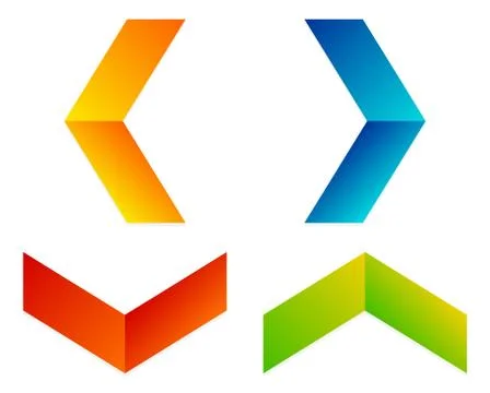 Arrowheads left, right, down and up. Horizontal and vertical arrow symbols, i Illustrazione stock