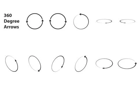 Arrows of 360 degree view in different directions Stock Illustration