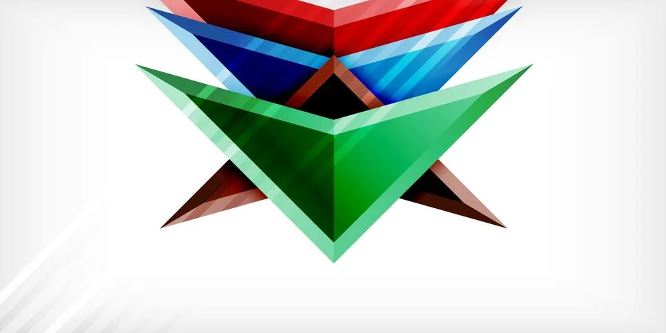 Arrows with 3d effect abstract background. Triangles on light grey backdrop Illustrazione stock