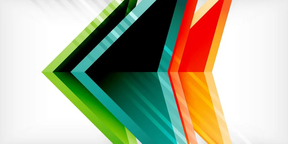 Arrows with 3d effect abstract background. Triangles on light grey backdrop Illustrazione stock