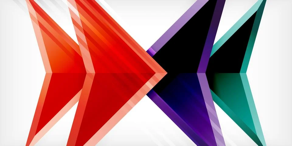 Arrows with 3d effect abstract background. Triangles on light grey backdrop Illustrazione stock