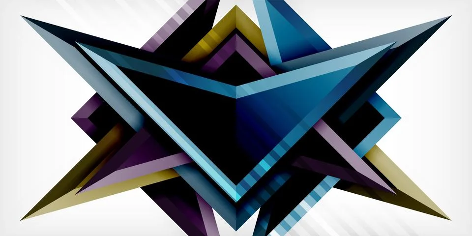 Arrows with 3d effect abstract background. Triangles on light grey backdrop Illustrazione stock