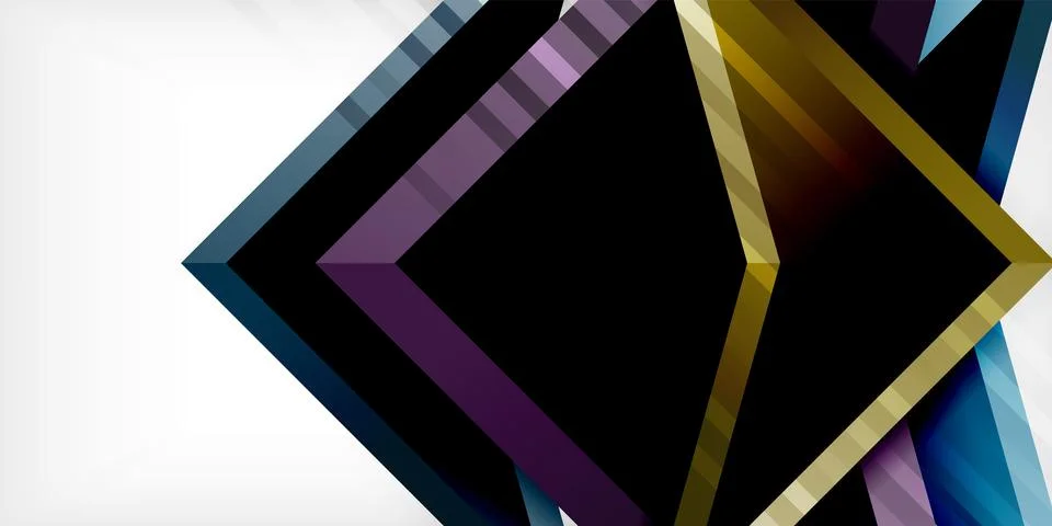 Arrows with 3d effect abstract background. Triangles on light grey backdrop Illustrazione stock