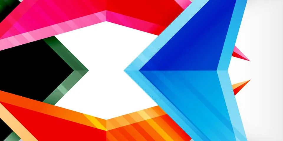 Arrows with 3d effect abstract background. Triangles on light grey backdrop Illustrazione stock