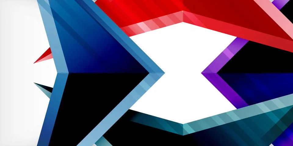 Arrows with 3d effect abstract background. Triangles on light grey backdrop イラスト素材