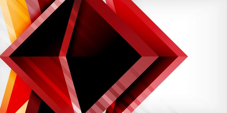 Arrows with 3d effect abstract background. Triangles on light grey backdrop Illustrazione stock