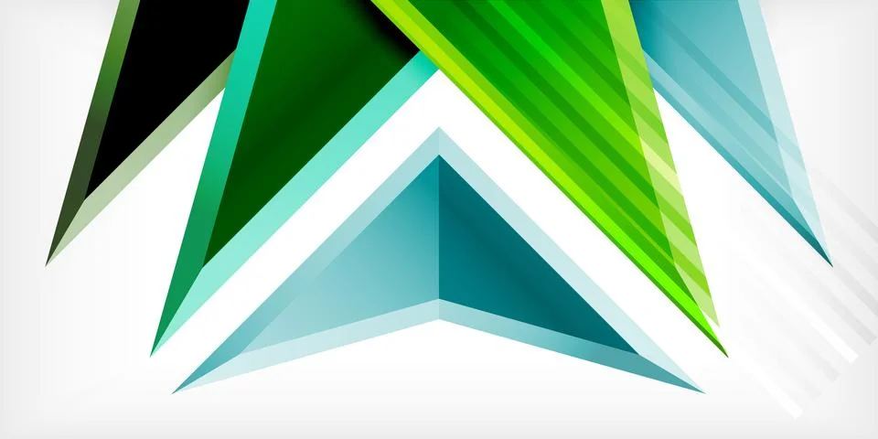 Arrows with 3d effect abstract background. Triangles on light grey backdrop Illustrazione stock