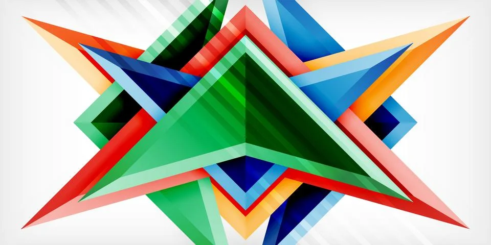 Arrows with 3d effect abstract background. Triangles on light grey backdrop Illustrazione stock