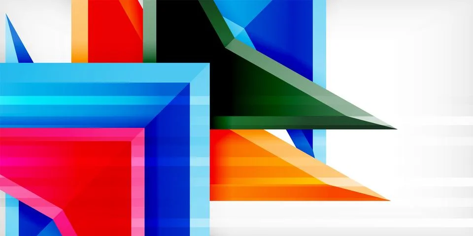 Arrows with 3d effect abstract background. Triangles on light grey backdrop Illustrazione stock