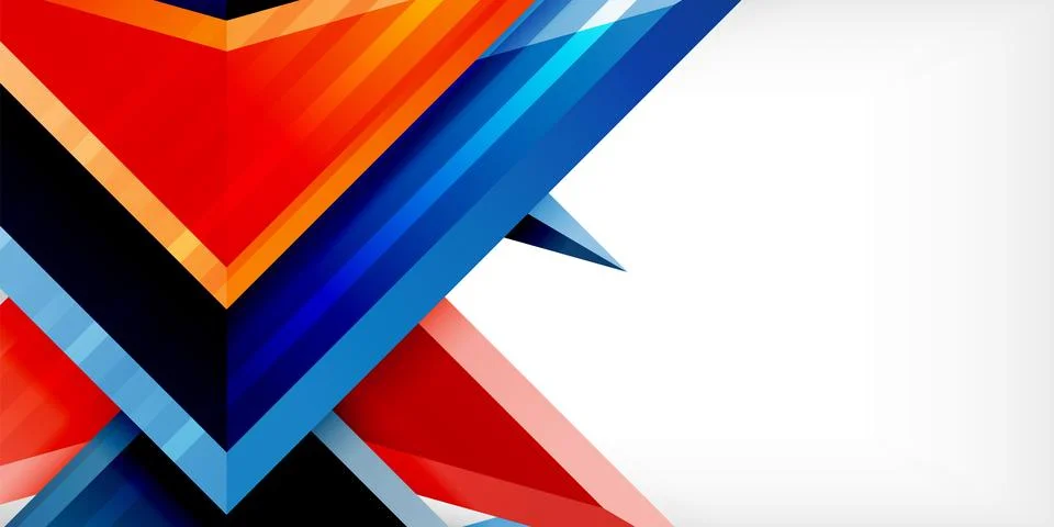Arrows with 3d effect abstract background. Triangles on light grey backdrop Illustrazione stock