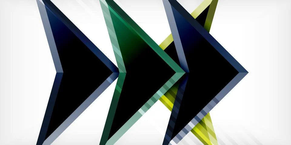 Arrows with 3d effect abstract background. Triangles on light grey backdrop Illustrazione stock