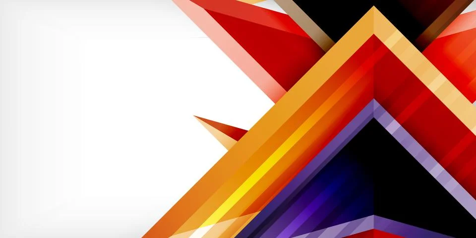 Arrows with 3d effect abstract background. Triangles on light grey backdrop 스톡 일러스트