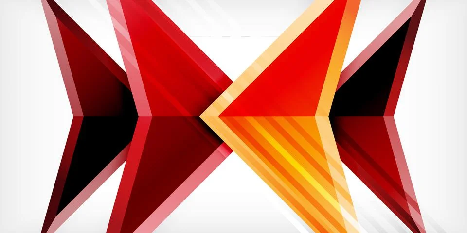 Arrows with 3d effect abstract background. Triangles on light grey backdrop Illustrazione stock