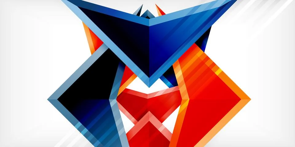 Arrows with 3d effect abstract background. Triangles on light grey backdrop 스톡 일러스트