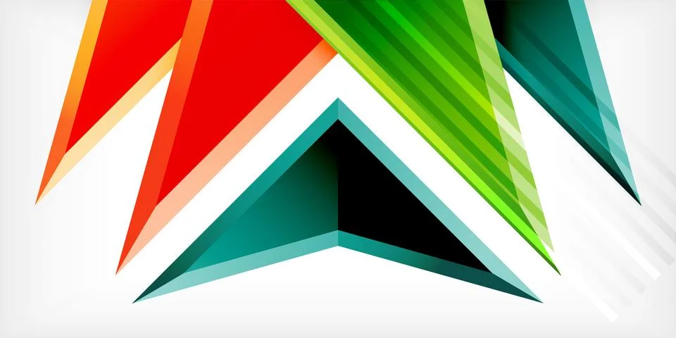 Arrows with 3d effect abstract background. Triangles on light grey backdrop Illustrazione stock