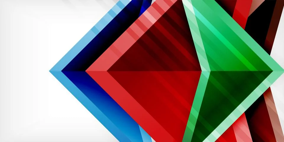 Arrows with 3d effect abstract background. Triangles on light grey backdrop イラスト素材