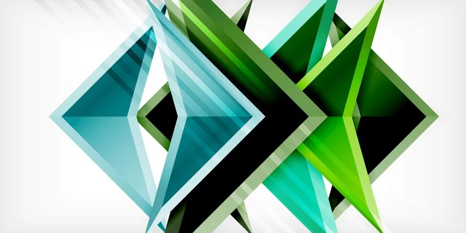 Arrows with 3d effect abstract background. Triangles on light grey backdrop Illustrazione stock