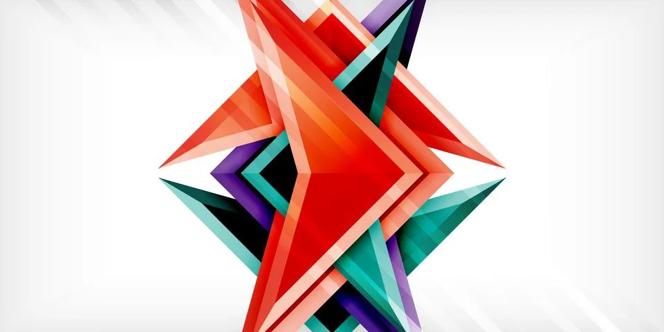 Arrows with 3d effect abstract background. Triangles on light grey backdrop イラスト素材