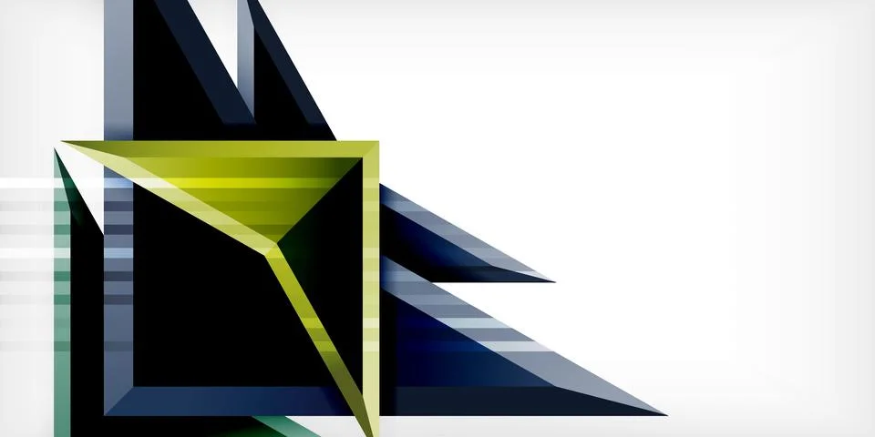 Arrows with 3d effect abstract background. Triangles on light grey backdrop Illustrazione stock