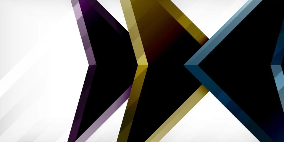 Arrows with 3d effect abstract background. Triangles on light grey backdrop Illustrazione stock