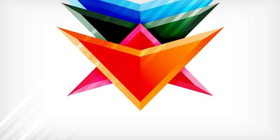 Arrows with 3d effect abstract background. Triangles on light grey backdrop Illustrazione stock