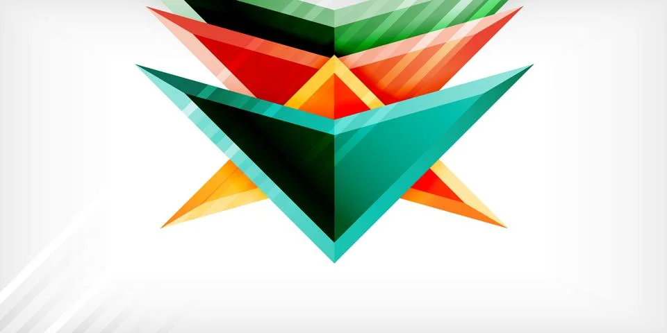 Arrows with 3d effect abstract background. Triangles on light grey backdrop Illustrazione stock