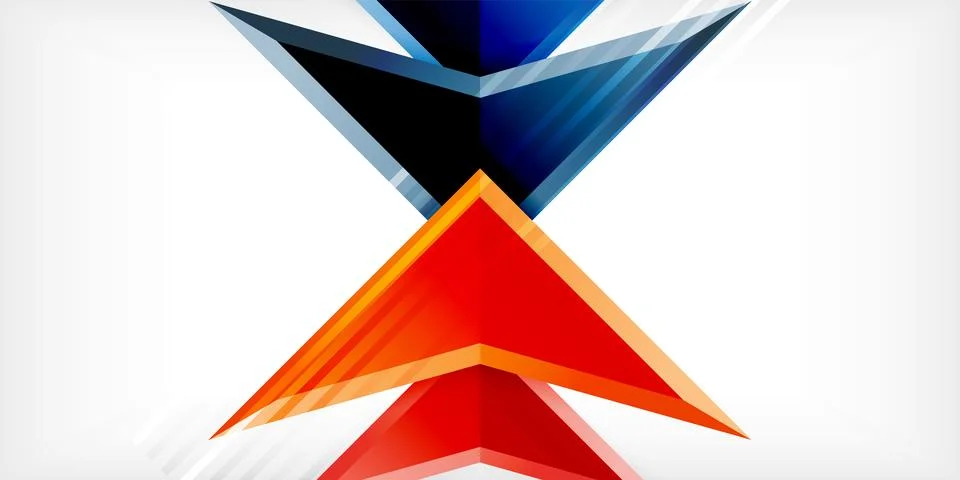 Arrows with 3d effect abstract background. Triangles on light grey backdrop イラスト素材