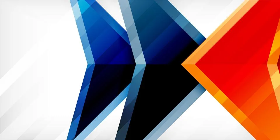 Arrows with 3d effect abstract background. Triangles on light grey backdrop Illustrazione stock