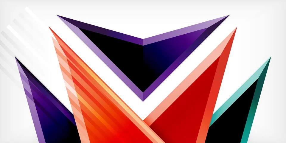 Arrows with 3d effect abstract background. Triangles on light grey backdrop Illustrazione stock