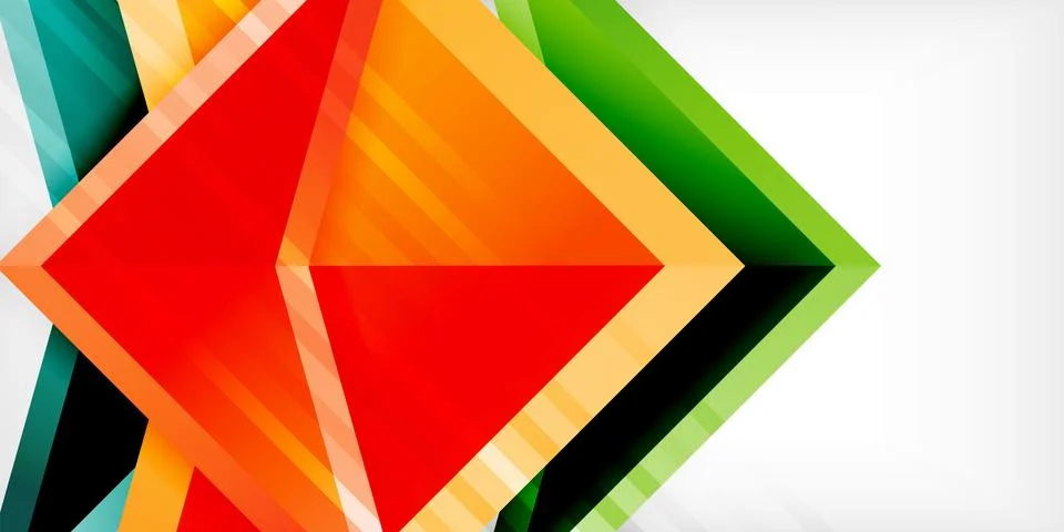 Arrows with 3d effect abstract background. Triangles on light grey backdrop Illustrazione stock